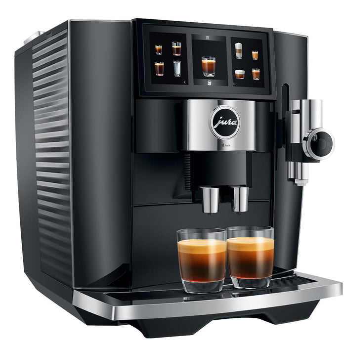 Jura Diamond Black J8 Twin Superautomatic Espresso Machine - Left Perspective View