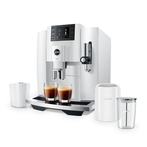 Jura White E8 Superautomatic Espresso Machine - Boxing Day Bundle