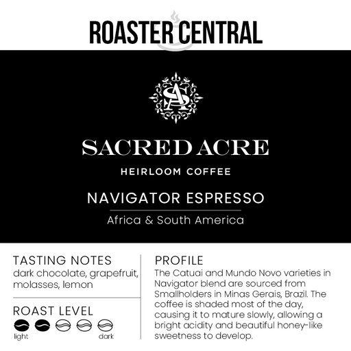 Sacred Acre Coffee - Navigator Espresso - Tasting Card