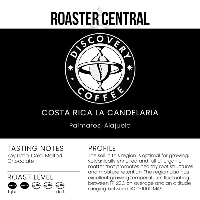 Discovery Coffee - Costa Rica La Candelaria - Medium Light Roast - Tasting Card
