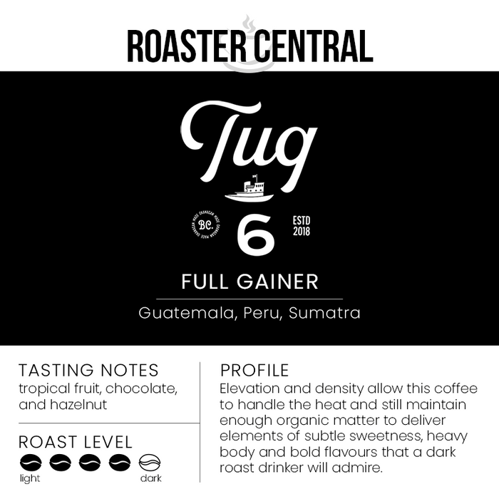 Tug 6 Coffee Roasters - Full Gainer Blend - Dark Roast - Coffee Profile