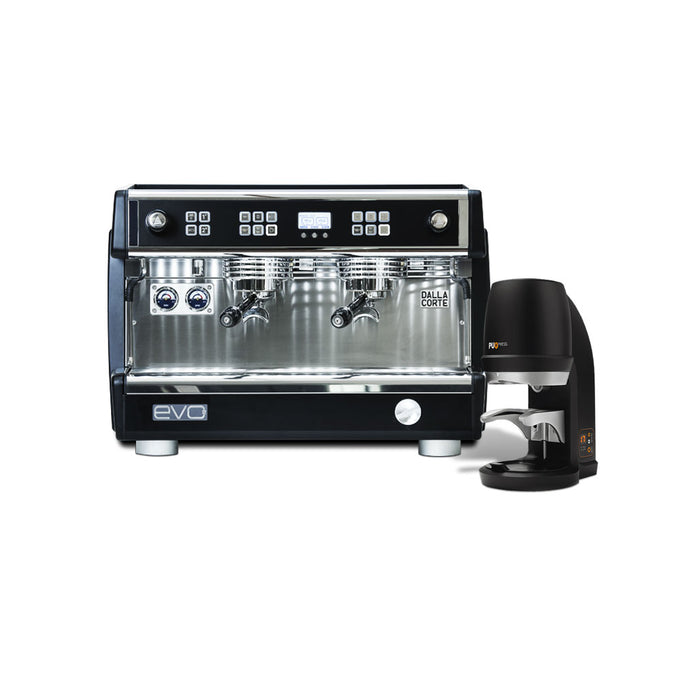 Dalla Corte Black EVO2 Espresso Machine & PuqPress Q2 Matte Black Auto Tamper Demo Bundle