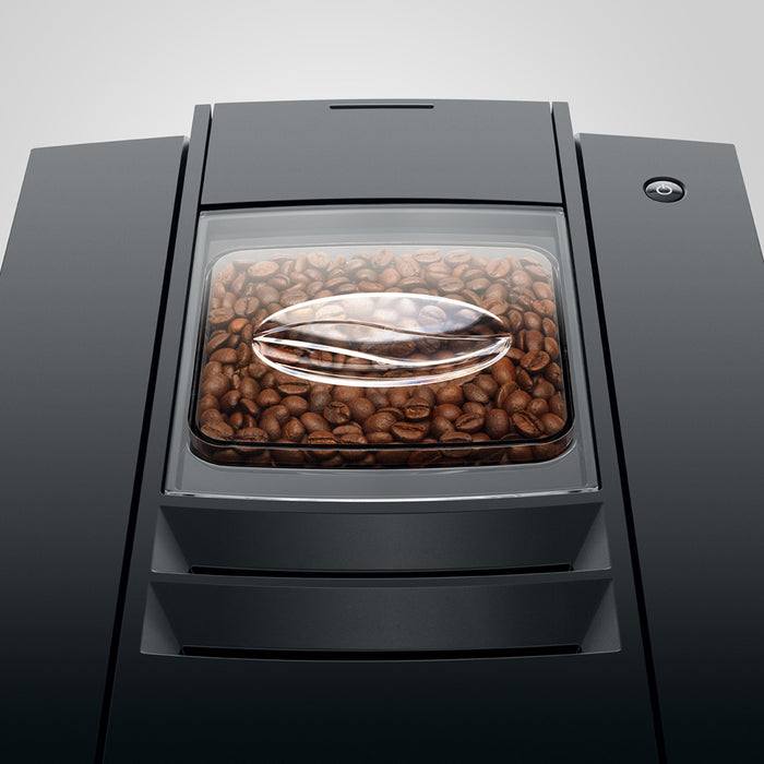 Jura Piano Black E4 Superautomatic Espresso Machine - Bean Hopper View