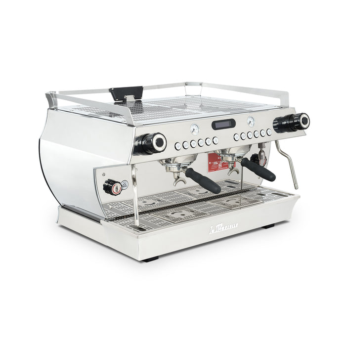 La Marzocco Stainless Steel GB5 X AV ABR Espresso Machine - 2 Group - Front Perspective View