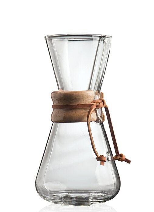 Chemex Classic Wood Collar 3 Cup Pourover Coffeemaker (15 oz)