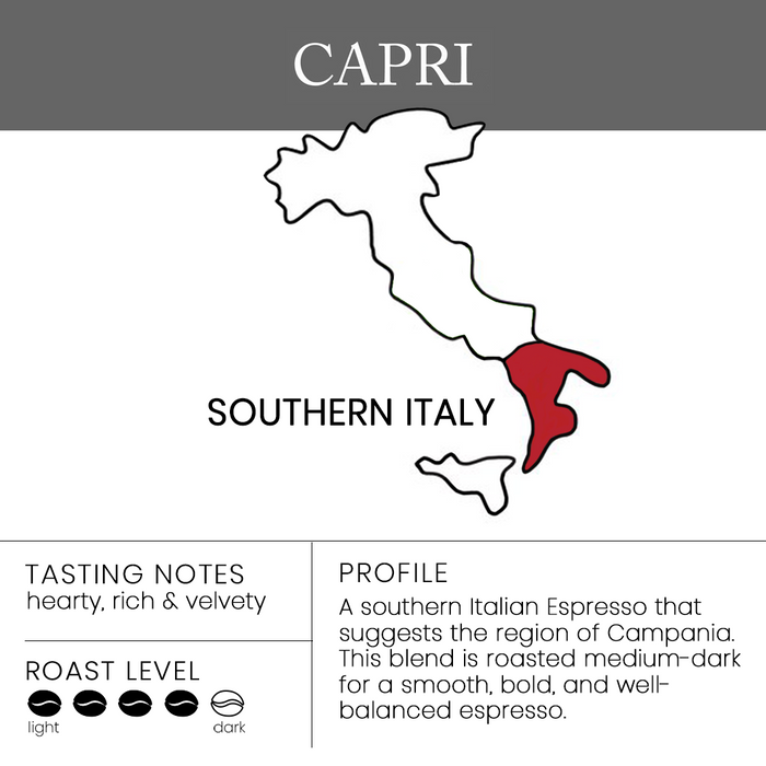 Caffe D'arte Espresso Coffee - Capri - Southern Italian Blend - Coffee Profile