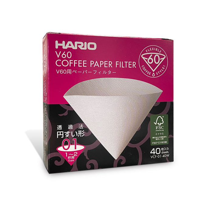 Hario V60 (01) Paper Coffee Filters: 1-2 Cups (40pcs)
