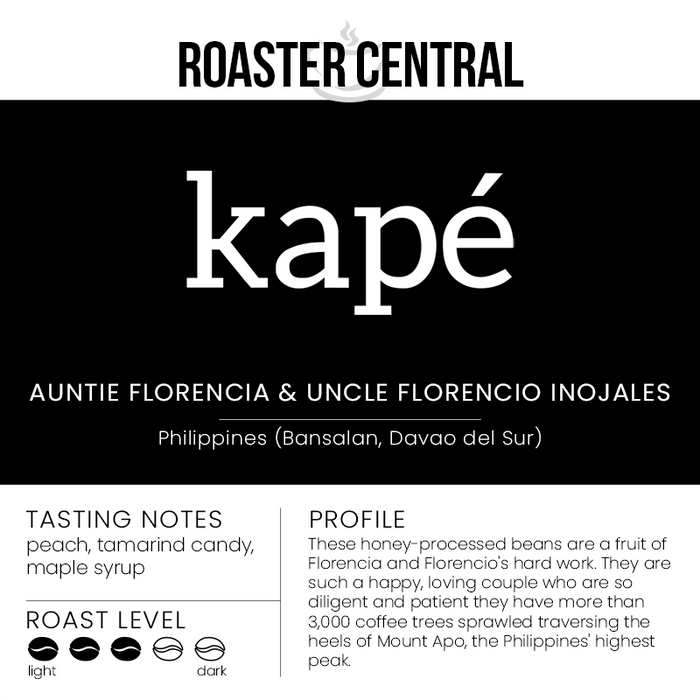 Kapé Coffee - Auntie Florencia & Uncle Florencio Inojales - Medium Roast - Tasting Profile
